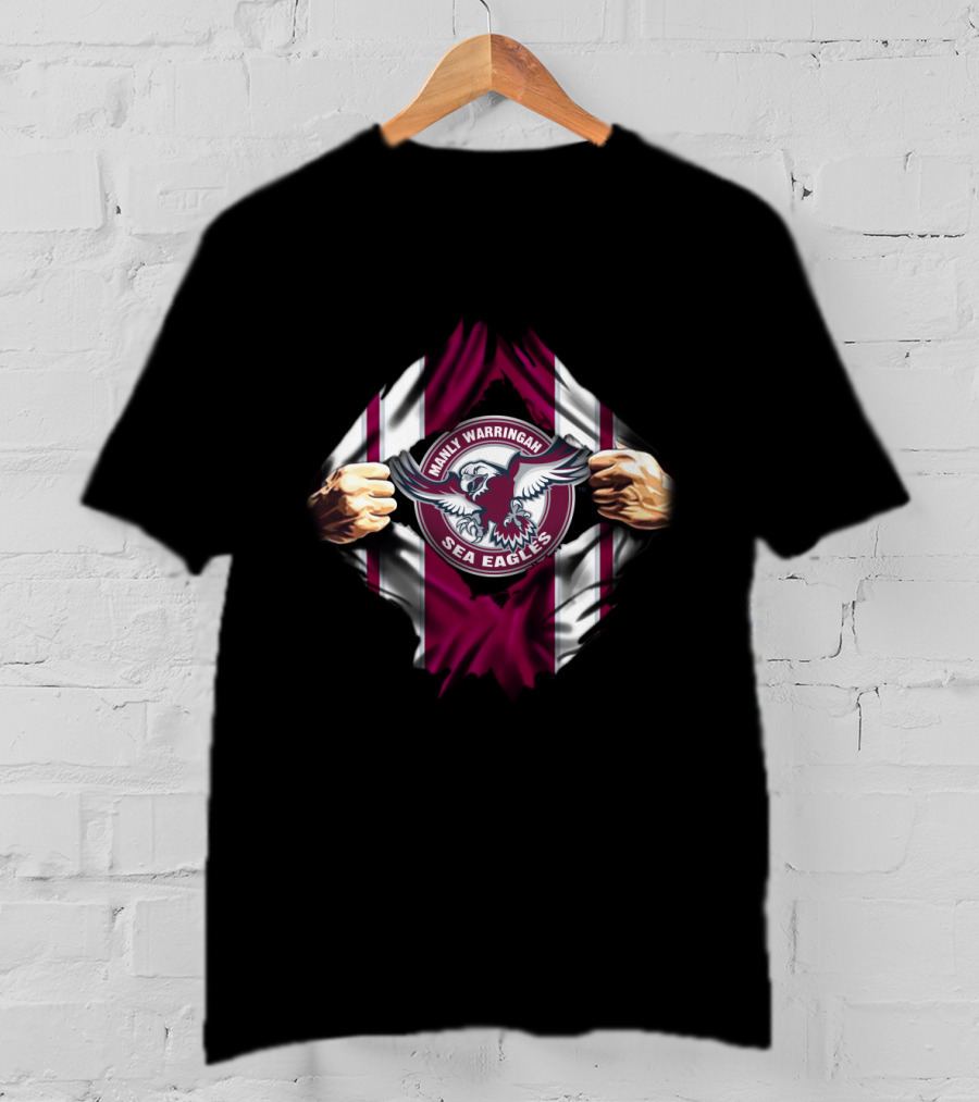 Manly Warringah Sea Eagles Emblem Torn Flag T-Shirt