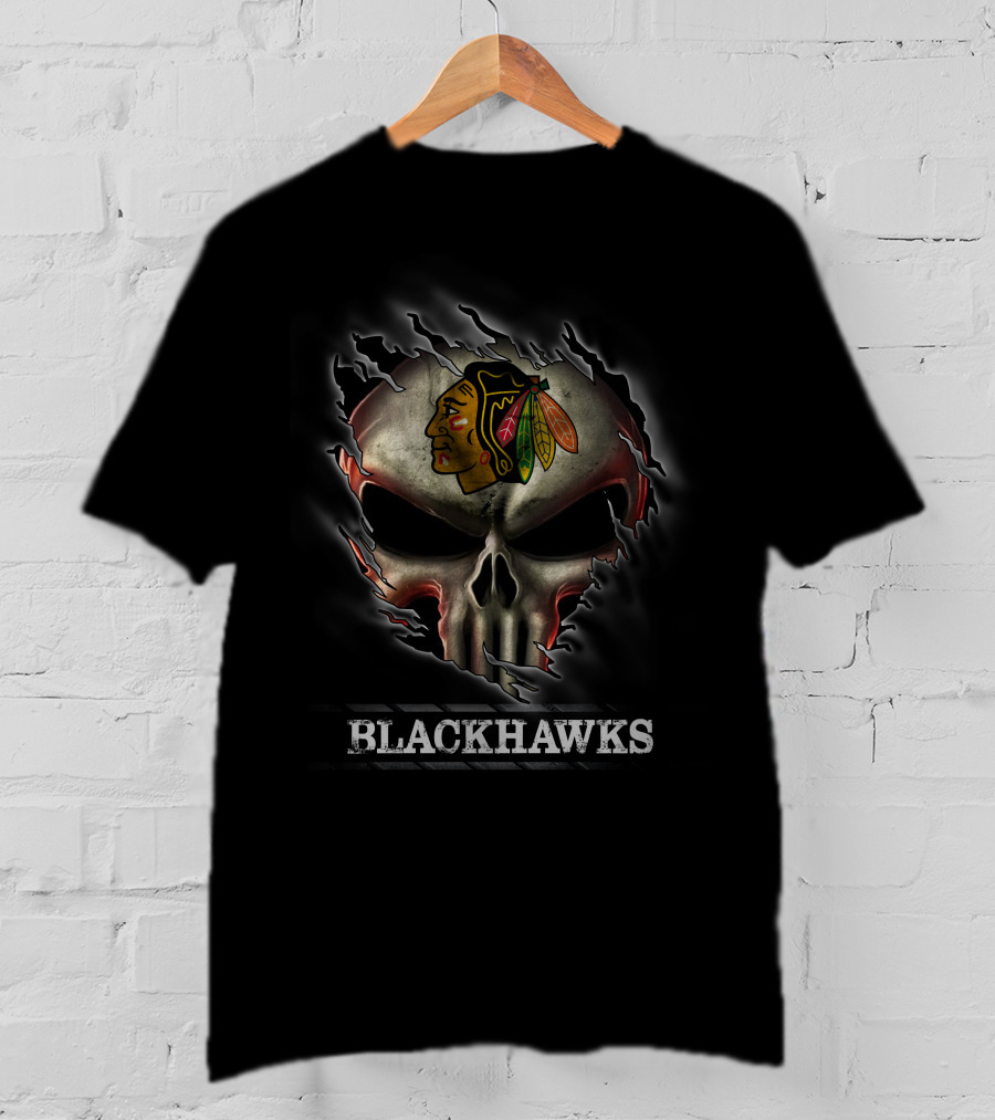 Skull Blackhawks Emblem T-Shirt