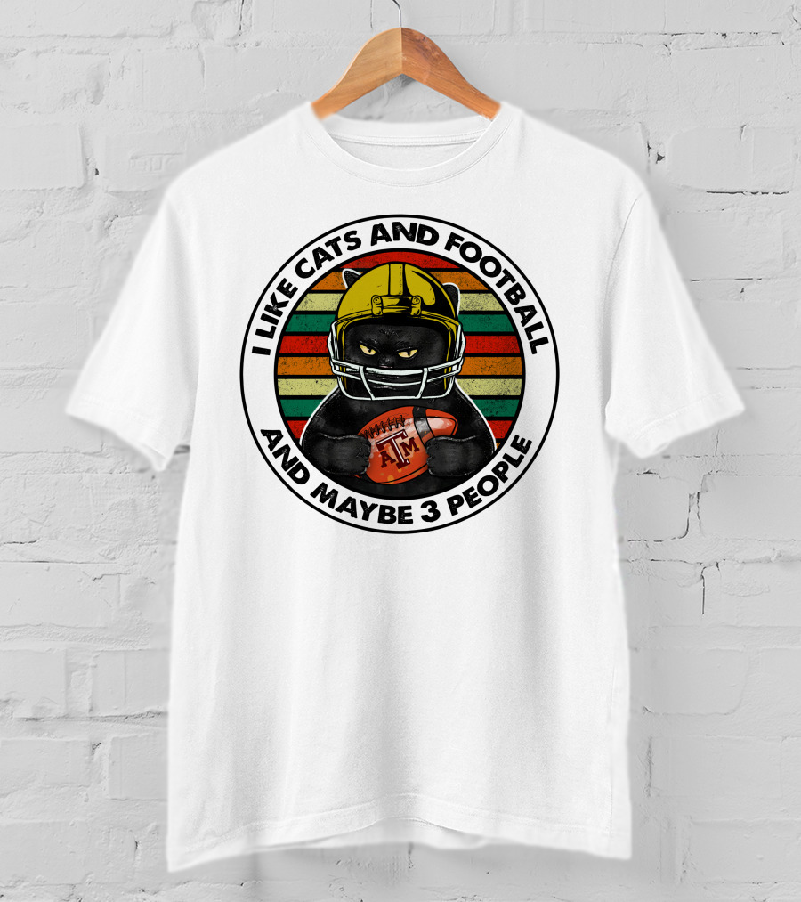 I Like Cats And Football And Maybe 3 People Am T-Shirt