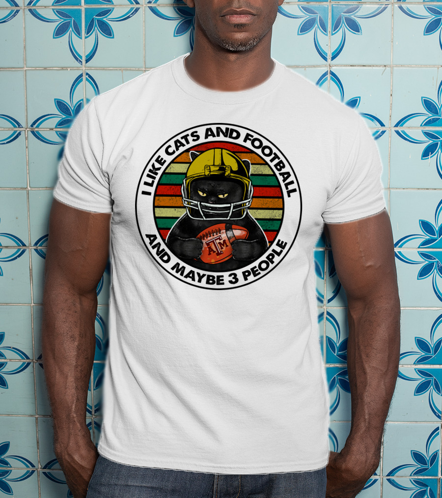 I Like Cats And Football And Maybe 3 People Am T-Shirt