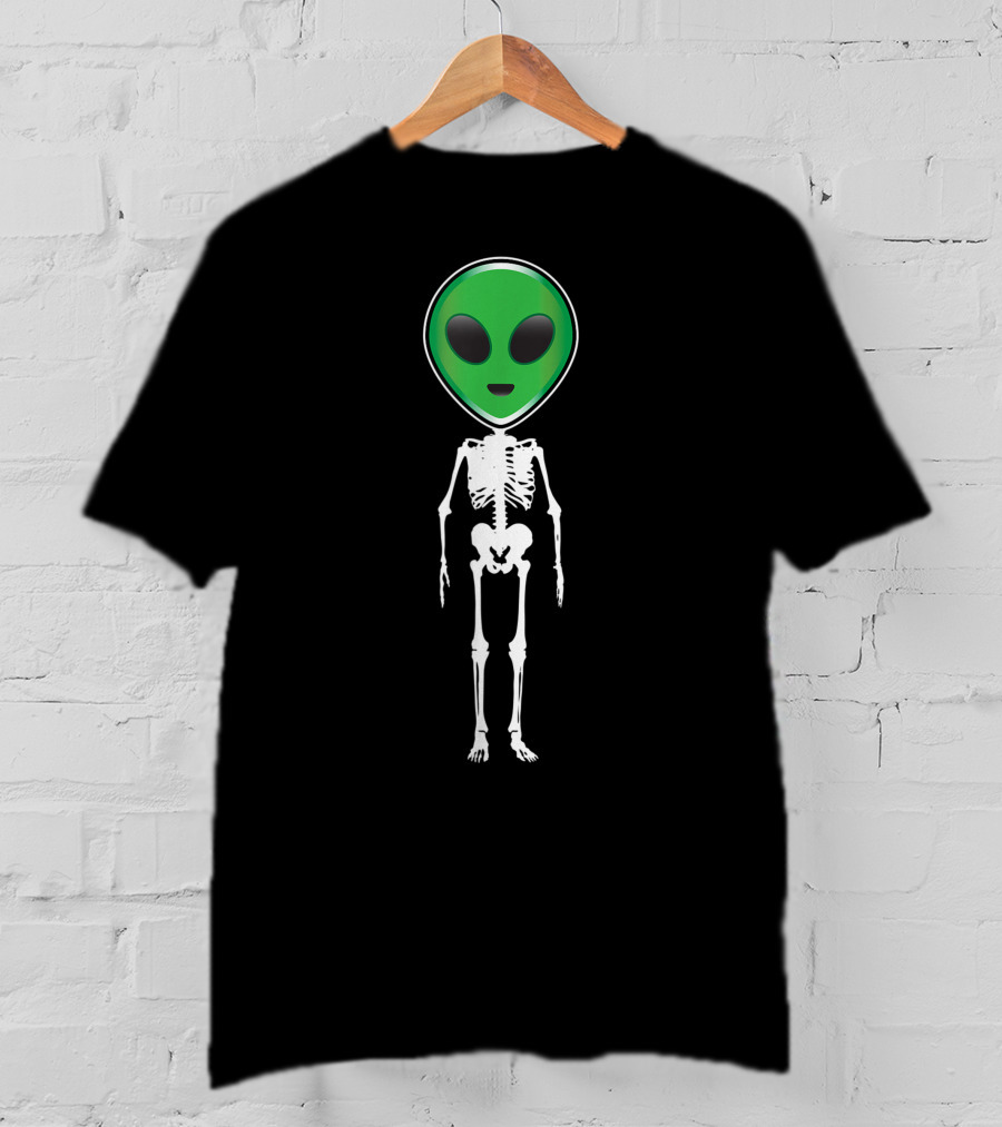 Alien Skeleton With Green Head T-Shirt