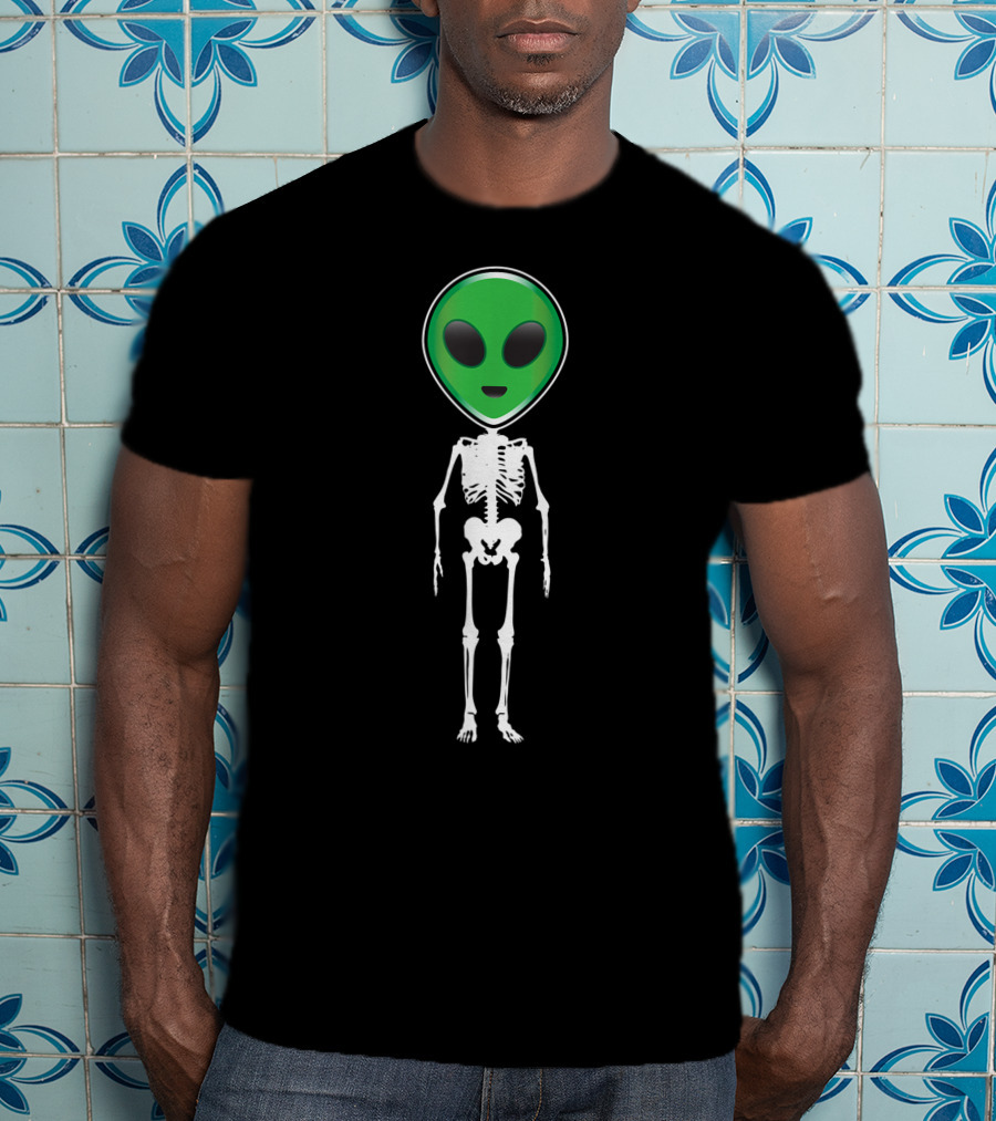 Alien Skeleton With Green Head T-Shirt
