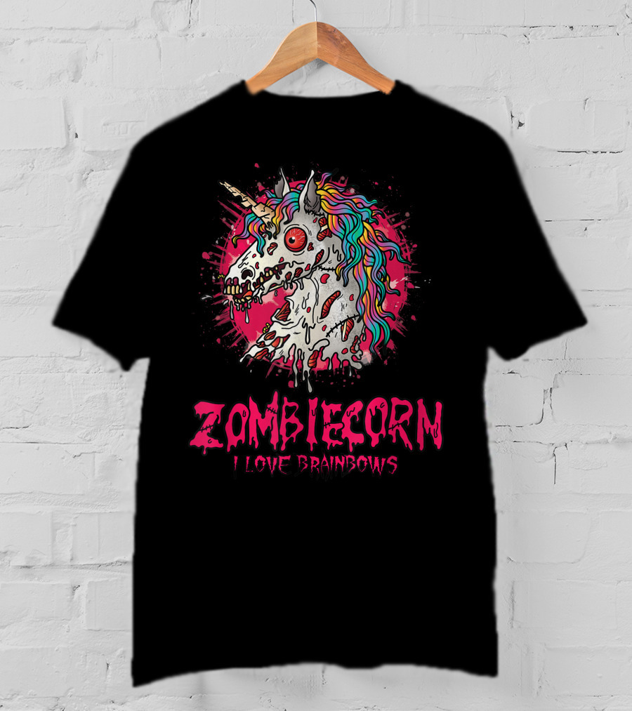 Zombicorn I Love Brainbows Halloween Gothic T-Shirt