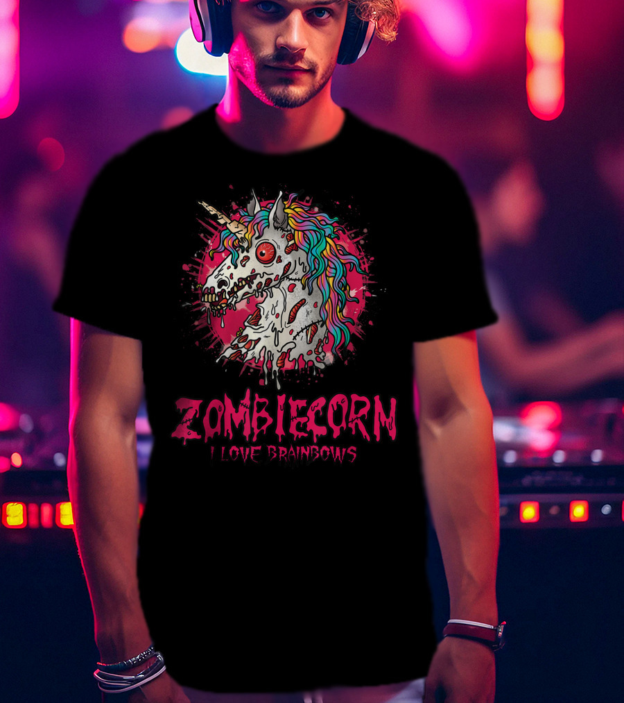 Zombicorn I Love Brainbows Halloween Gothic T-Shirt