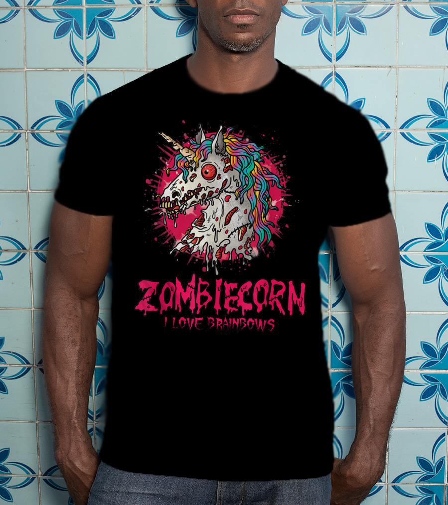 Zombicorn I Love Brainbows Halloween Gothic T-Shirt