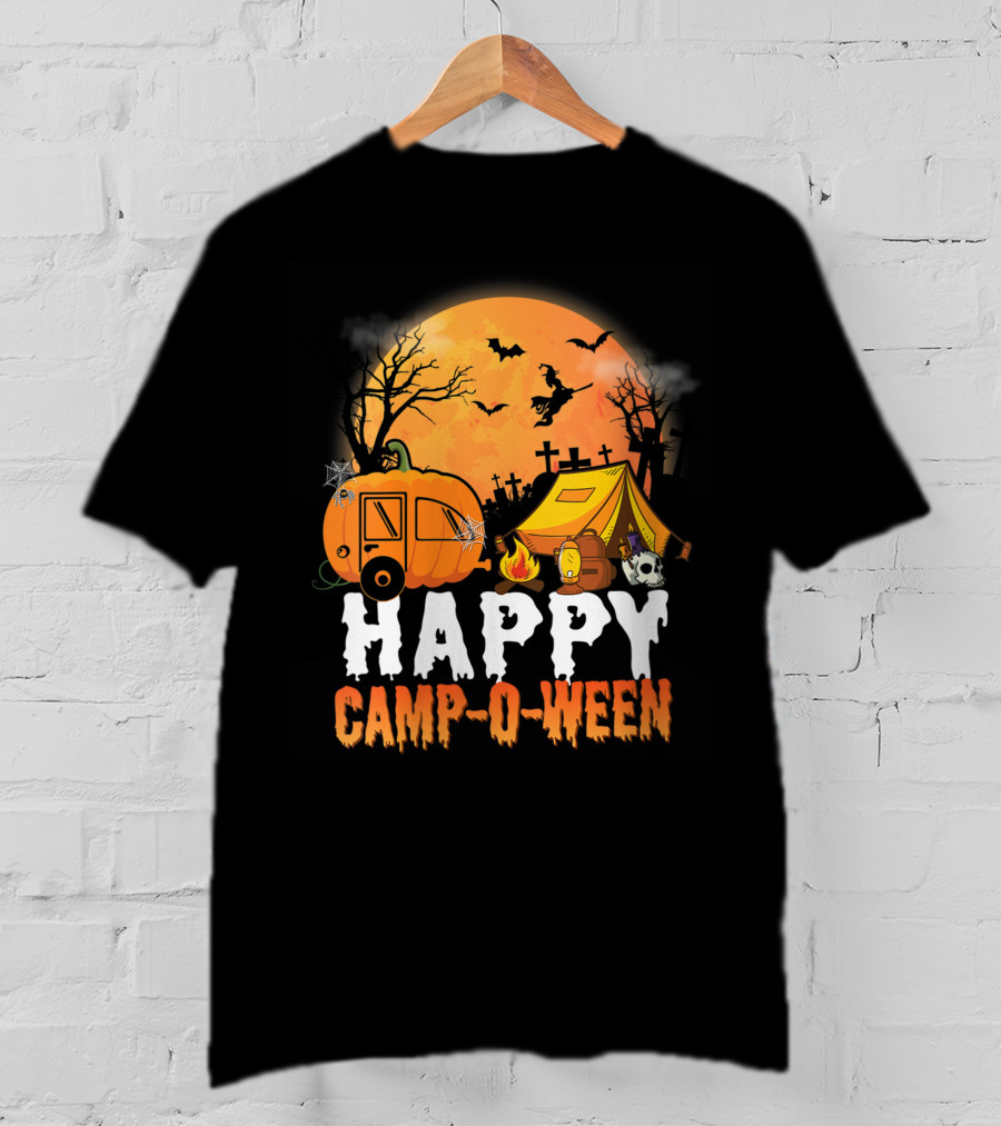 Happy Camp O Ween Halloween Pumpkin Camping Spooky Night T-Shirt