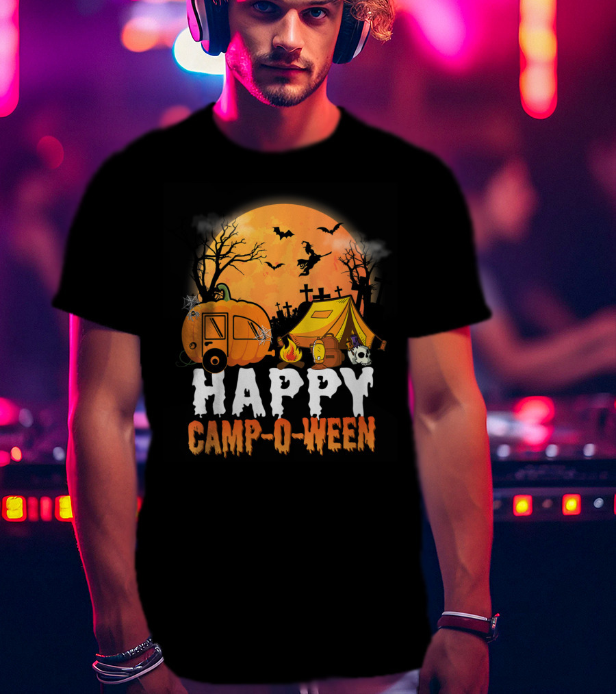 Happy Camp O Ween Halloween Pumpkin Camping Spooky Night T-Shirt