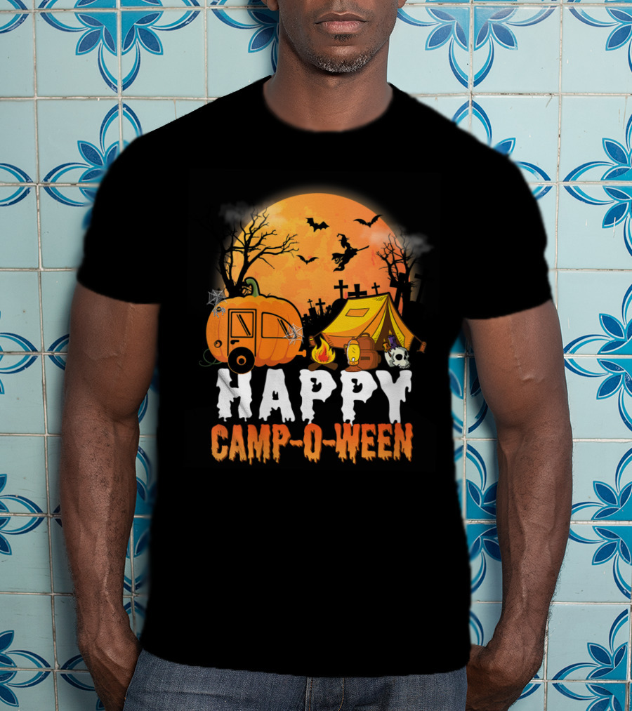 Happy Camp O Ween Halloween Pumpkin Camping Spooky Night T-Shirt