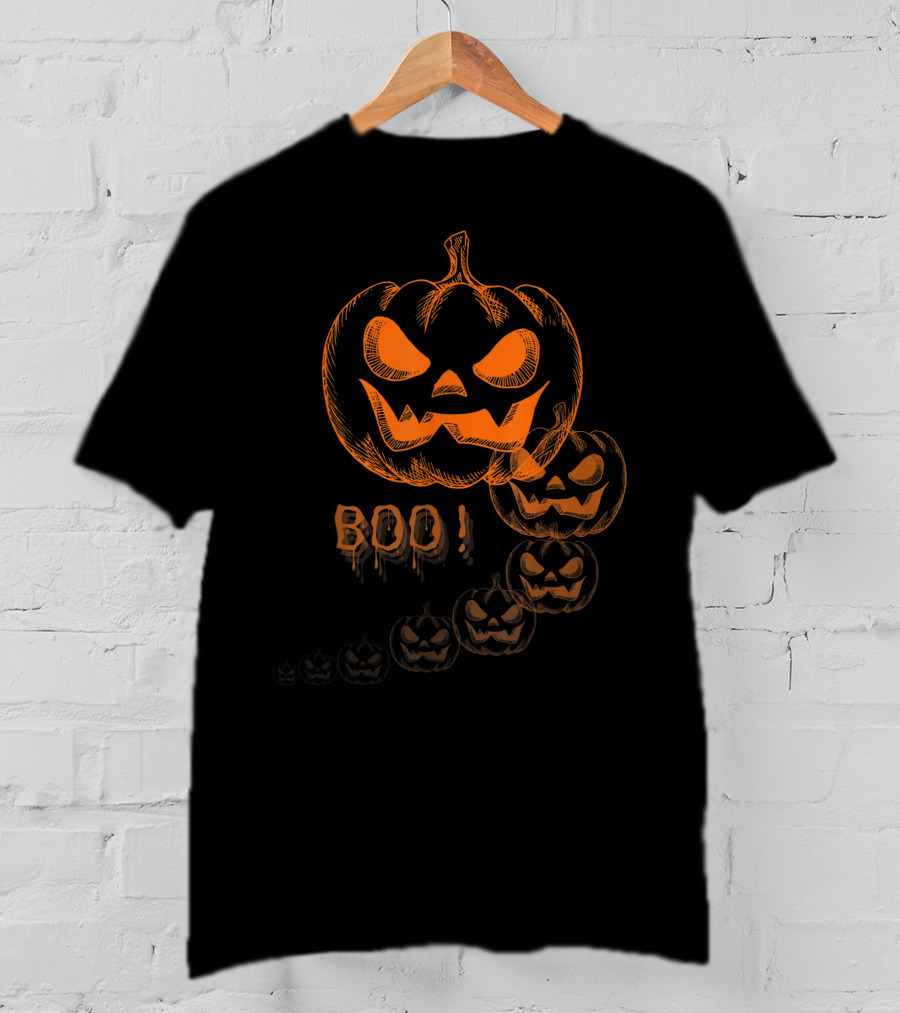 Boo Halloween Pumpkin Jack-O'-Lantern Faces T-Shirt