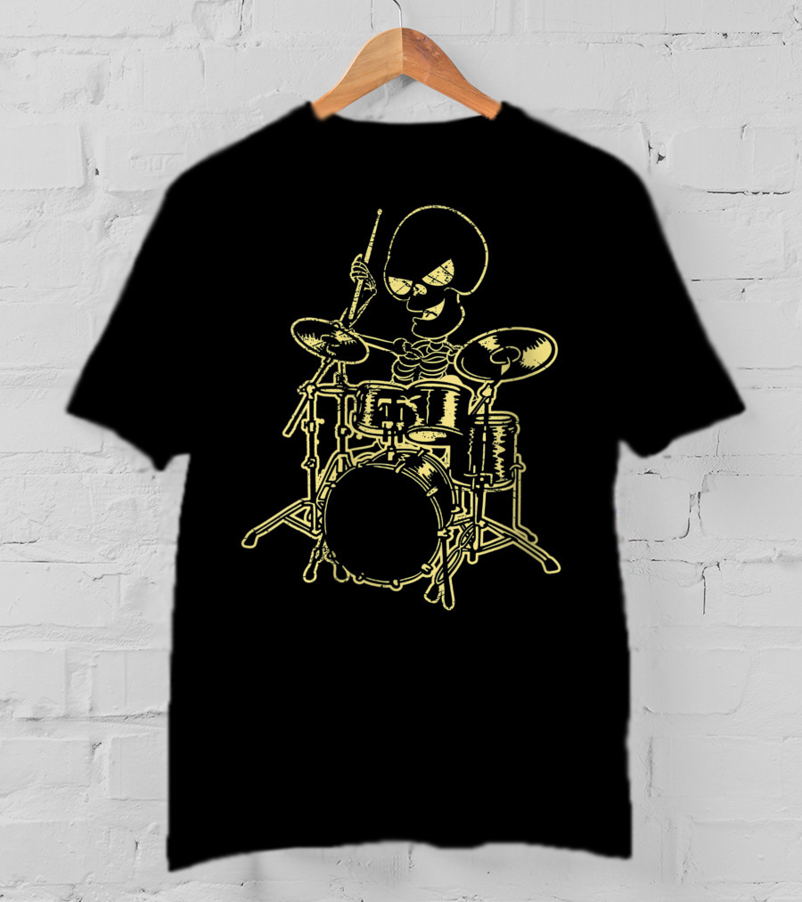 Skeleton Drummer Rock And Roll Percussionists Musician T-Shirt