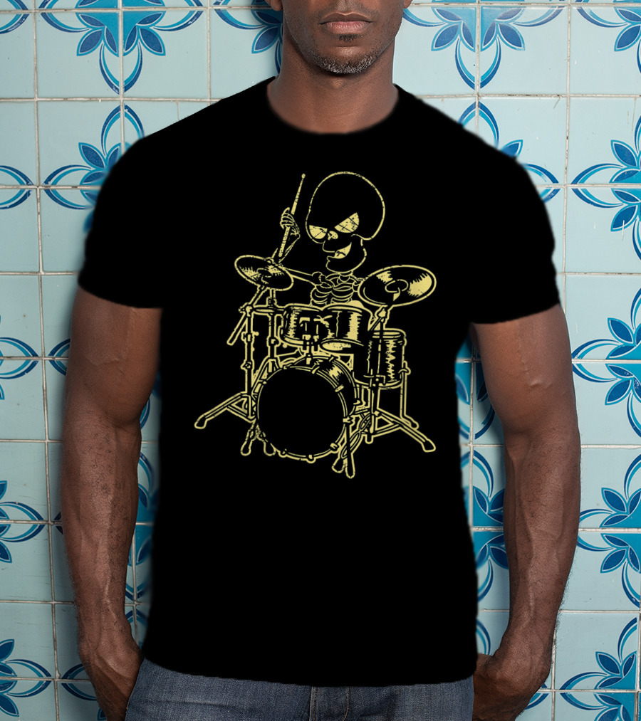Skeleton Drummer Rock And Roll Percussionists Musician T-Shirt