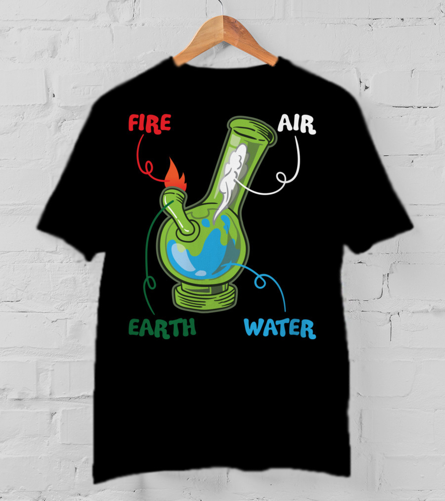 Fire Water Earth Air Bong Elements Weed Smoking Anatomy THC T-Shirt