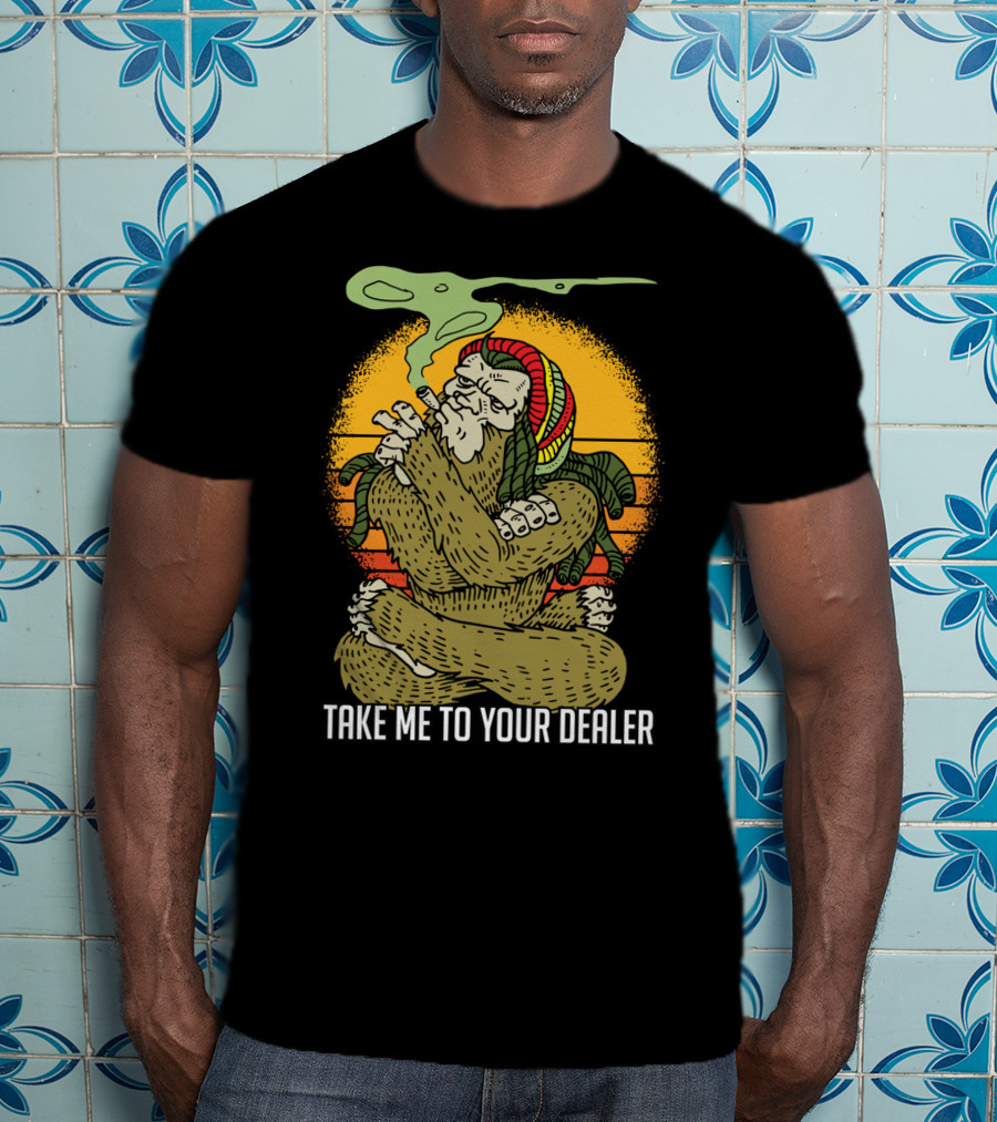 Take Me To Your Dealer Bigfoot Smoking Weed Vintage T-Shirt