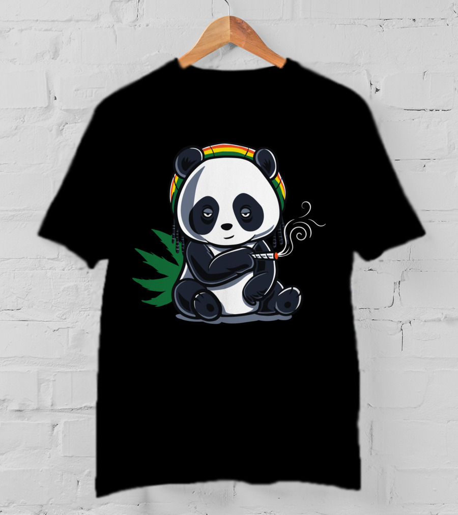 Weed Smoking Panda Rasta Cannabis Stoner THC CBD 420 T-Shirt