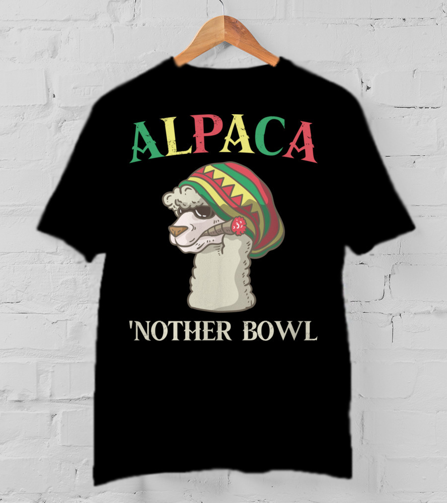 Alpaca Nother Bowl Weed Smoking Llama Cannabis Leaf Stoner T-Shirt