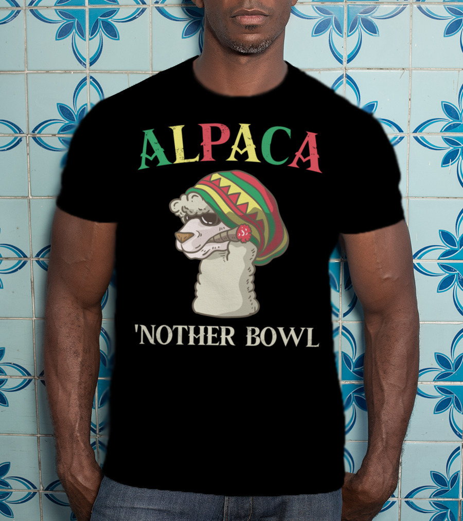 Alpaca Nother Bowl Weed Smoking Llama Cannabis Leaf Stoner T-Shirt