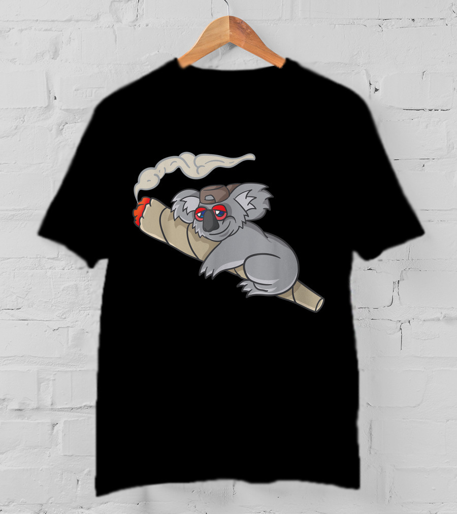 Koala Stoner Smoking Weed Marihuana Don't Care Bear T-Shirt