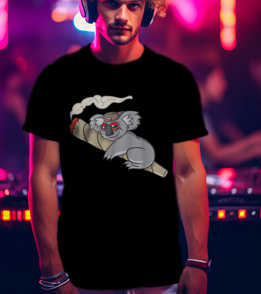 Koala Stoner Smoking Weed Marihuana Don't Care Bear T-Shirt