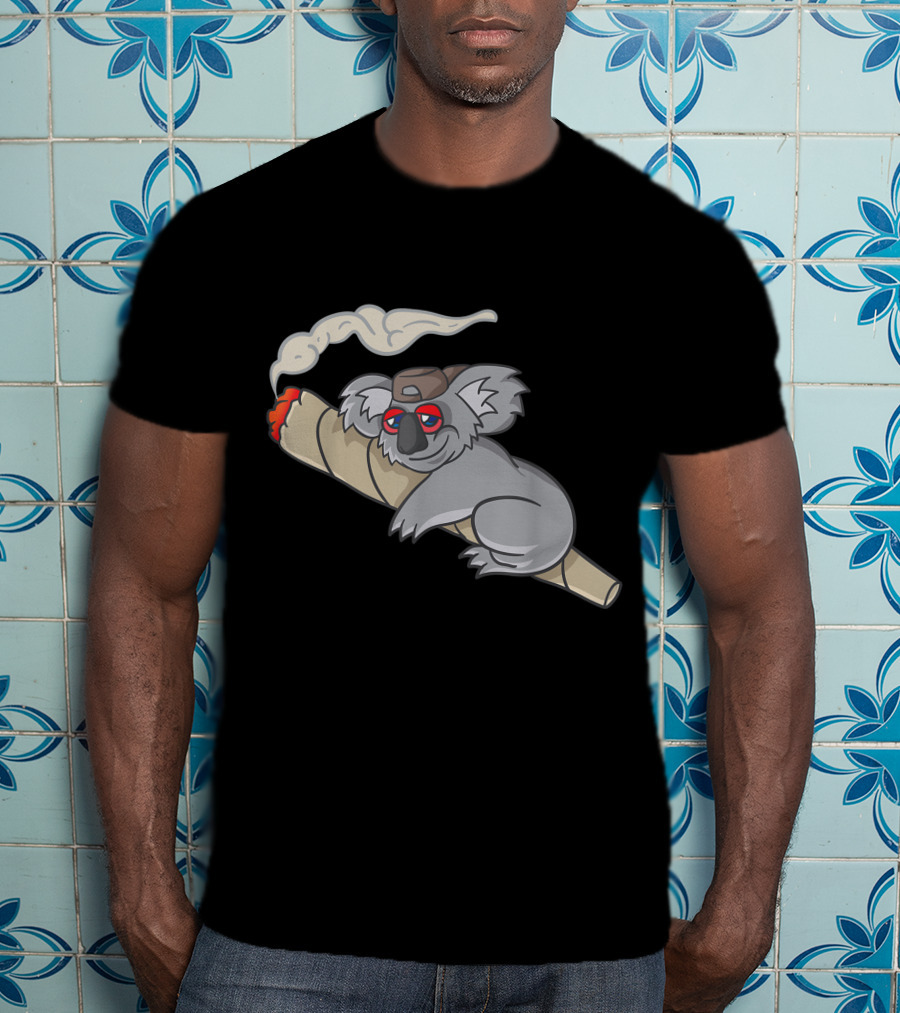 Koala Stoner Smoking Weed Marihuana Don't Care Bear T-Shirt