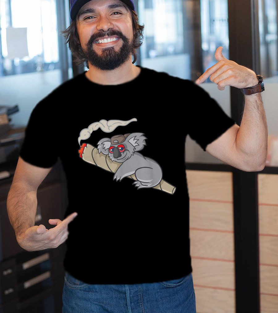 Koala Stoner Smoking Weed Marihuana Don't Care Bear T-Shirt