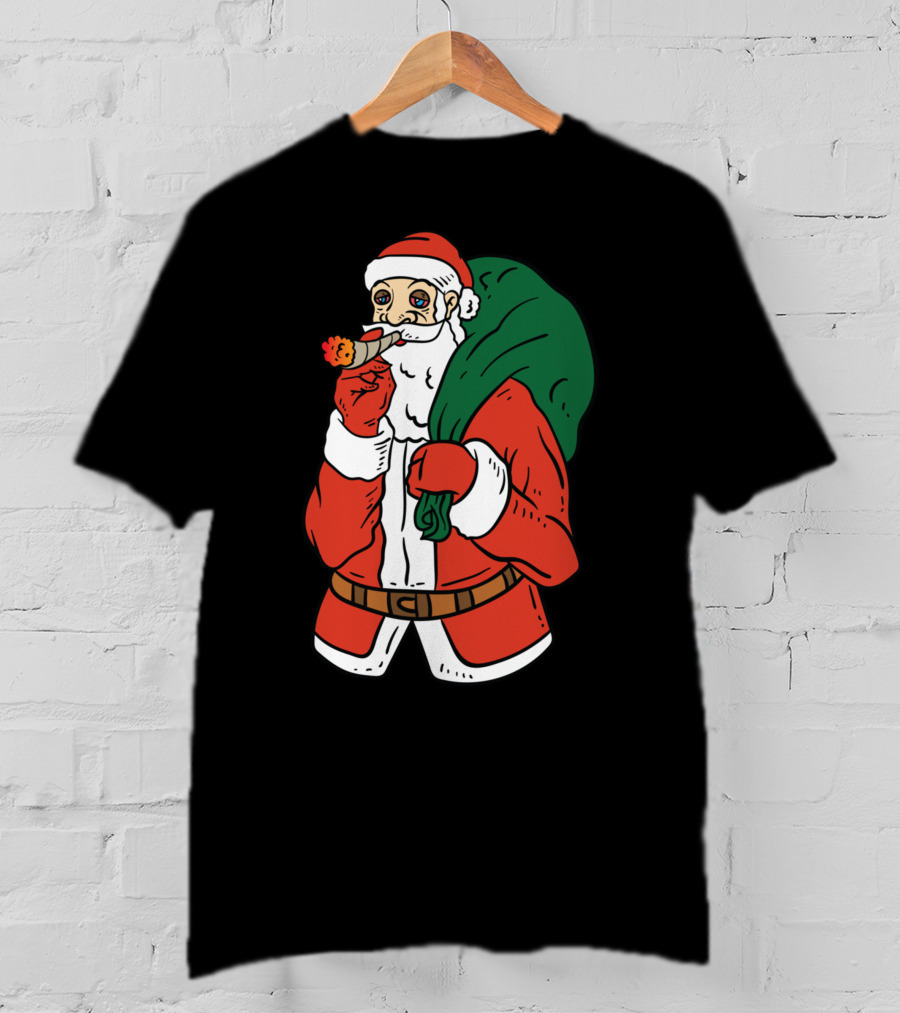 Santa Claus Smoking Weed Cannabis Marijuana Carrying Bag T-Shirt