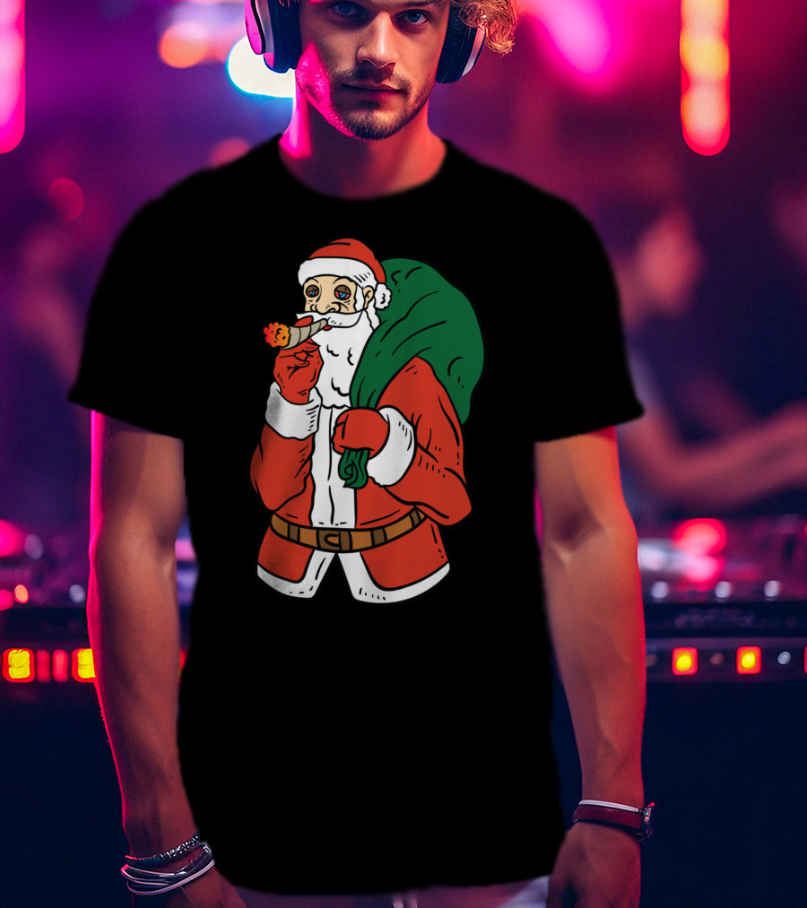 Santa Claus Smoking Weed Cannabis Marijuana Carrying Bag T-Shirt