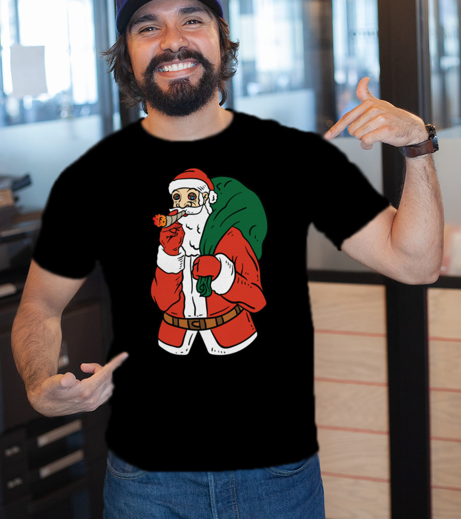 Santa Claus Smoking Weed Cannabis Marijuana Carrying Bag T-Shirt