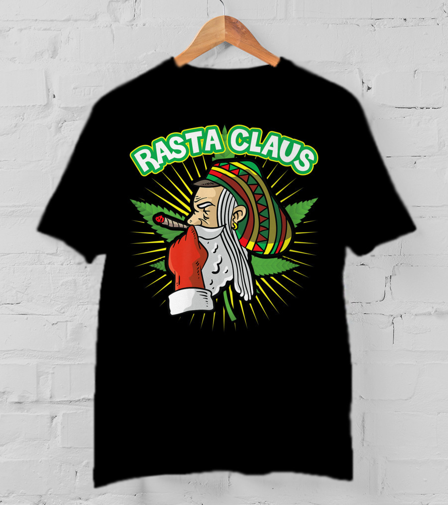 Rasta Claus Cannabis Marijuana Smoking Weed Christmas Holiday T-Shirt