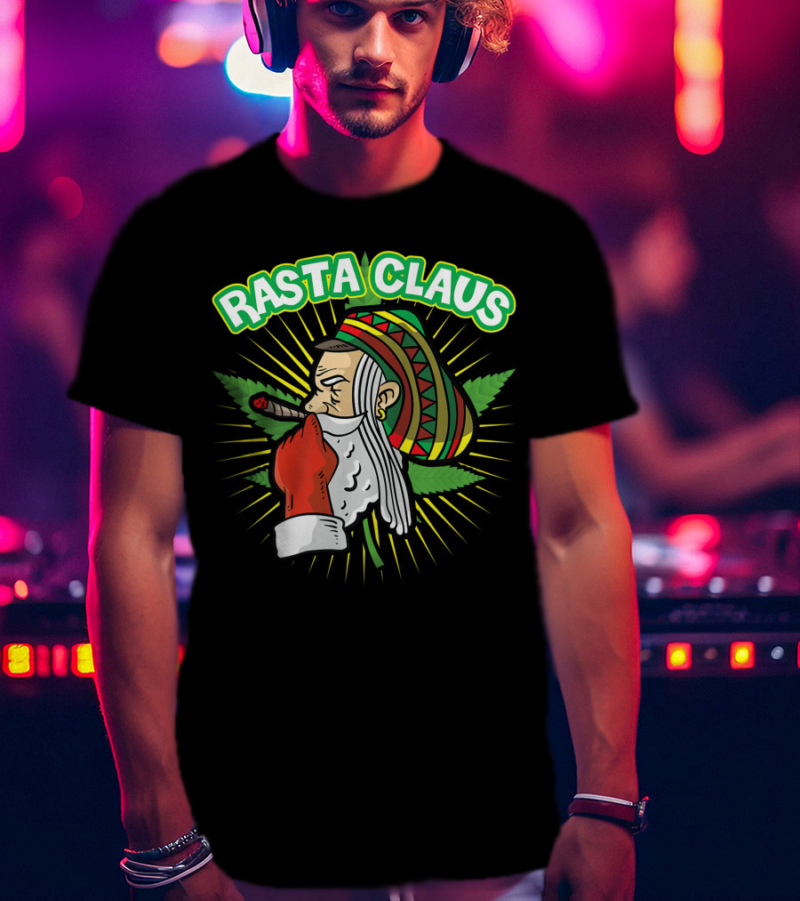 Rasta Claus Cannabis Marijuana Smoking Weed Christmas Holiday T-Shirt