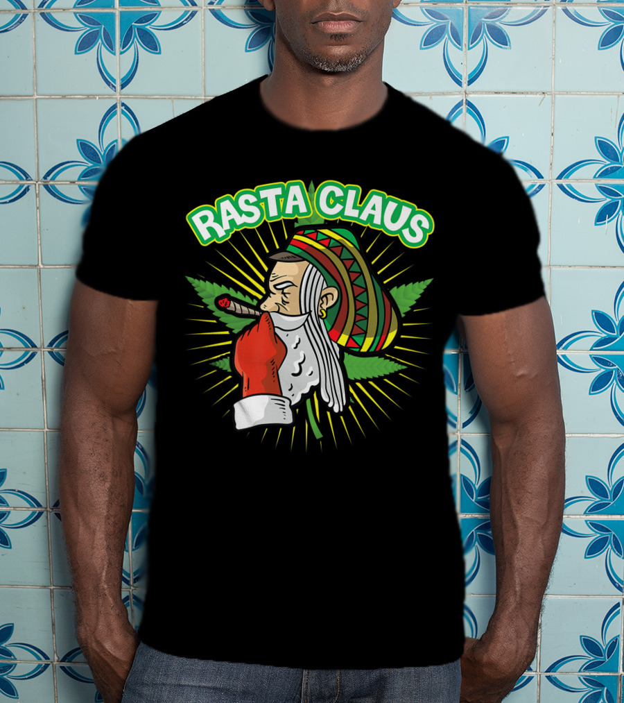 Rasta Claus Cannabis Marijuana Smoking Weed Christmas Holiday T-Shirt