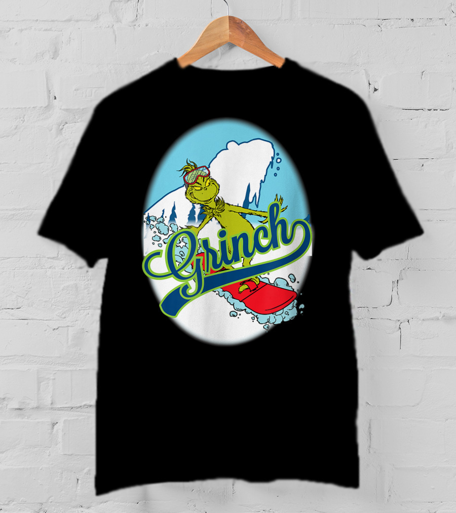 Grinch Snowboarding Dr Seuss Style Adventure T-Shirt