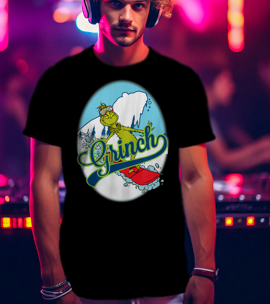 Grinch Snowboarding Dr Seuss Style Adventure T-Shirt