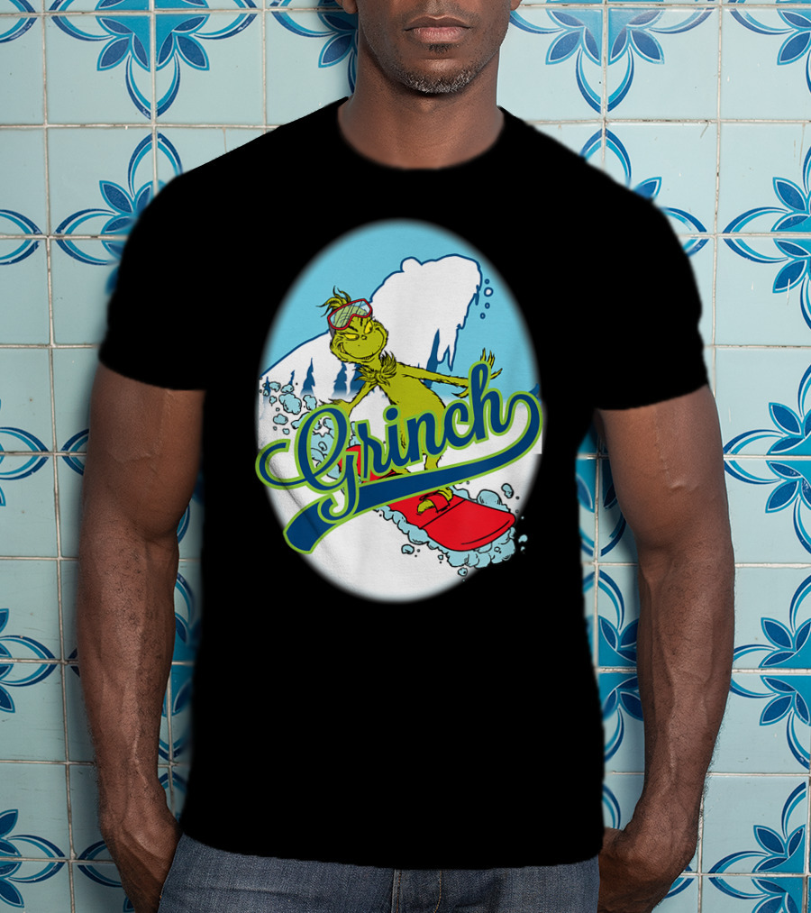 Grinch Snowboarding Dr Seuss Style Adventure T-Shirt
