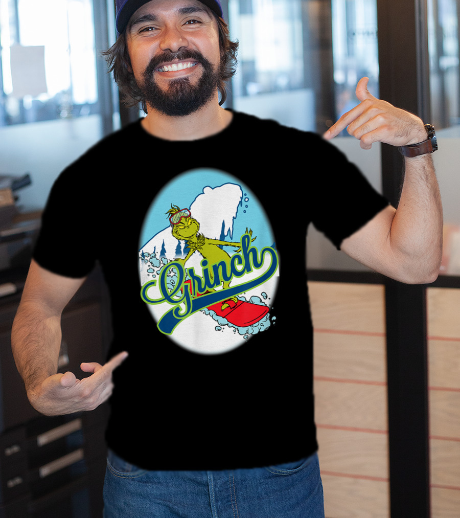 Grinch Snowboarding Dr Seuss Style Adventure T-Shirt