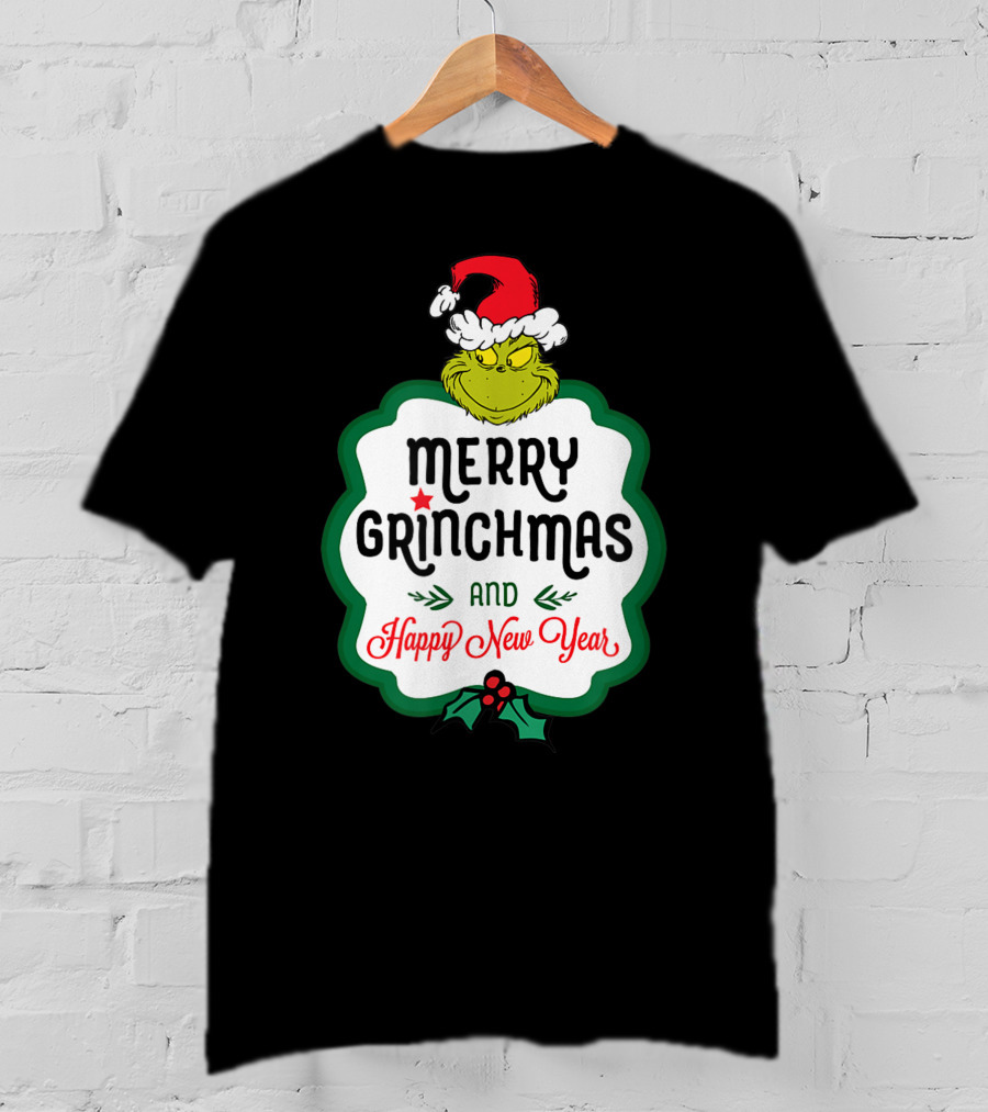 Merry Grinchmas And Happy New Year Dr Seuss Grinch T-Shirt