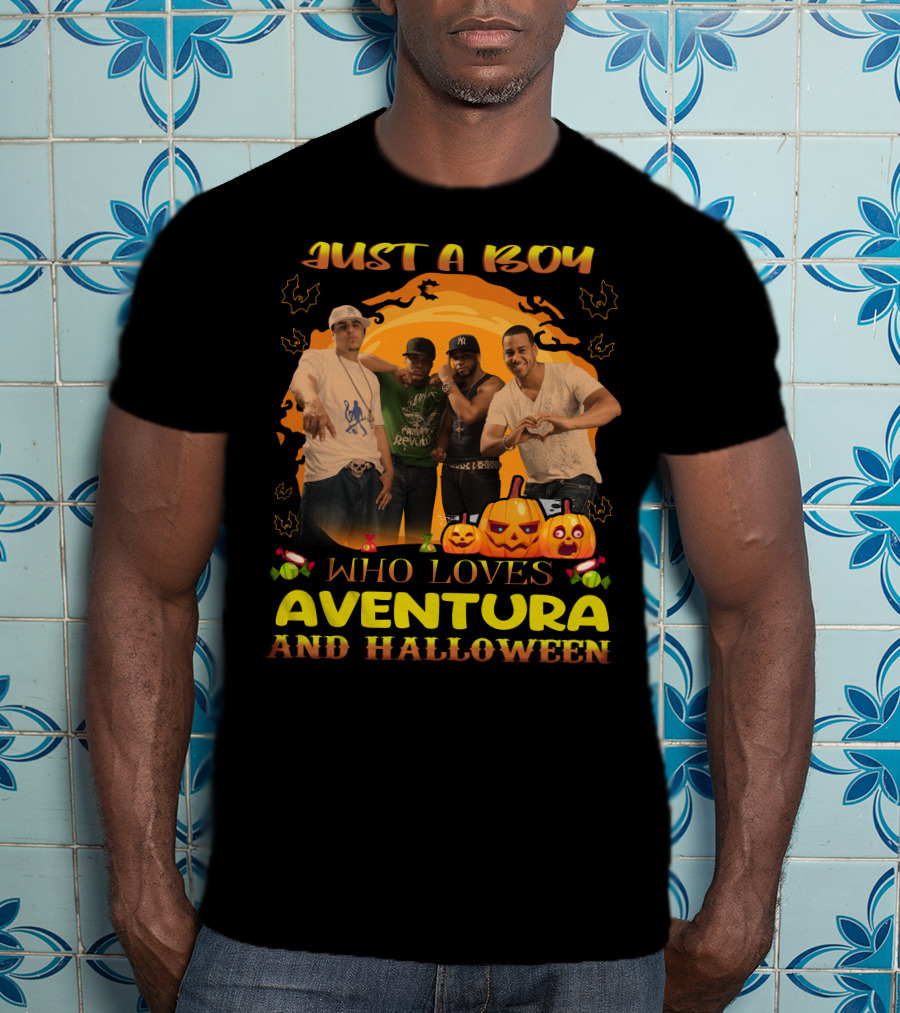 Just A Boy Who Loves Aventura And Halloween Pumpkin Group Fun T-Shirt