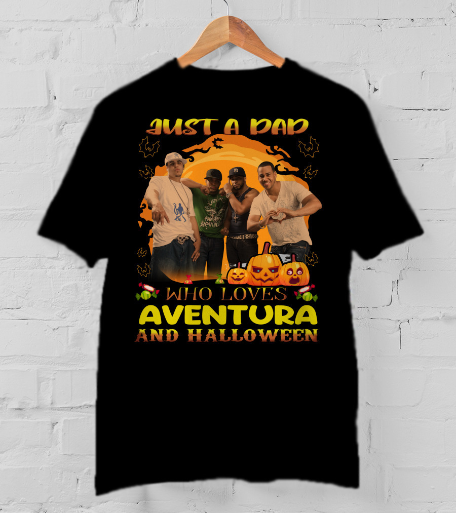 Just A Dad Enjoying Aventura And Celebrating Halloween With Pumpkin And Bat T-Shirt