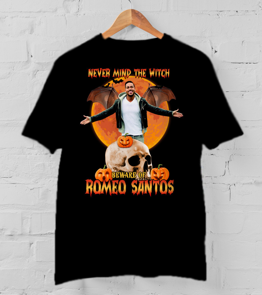 Never Mind The Witch Beware Of Romeo Santos Halloween T-Shirt
