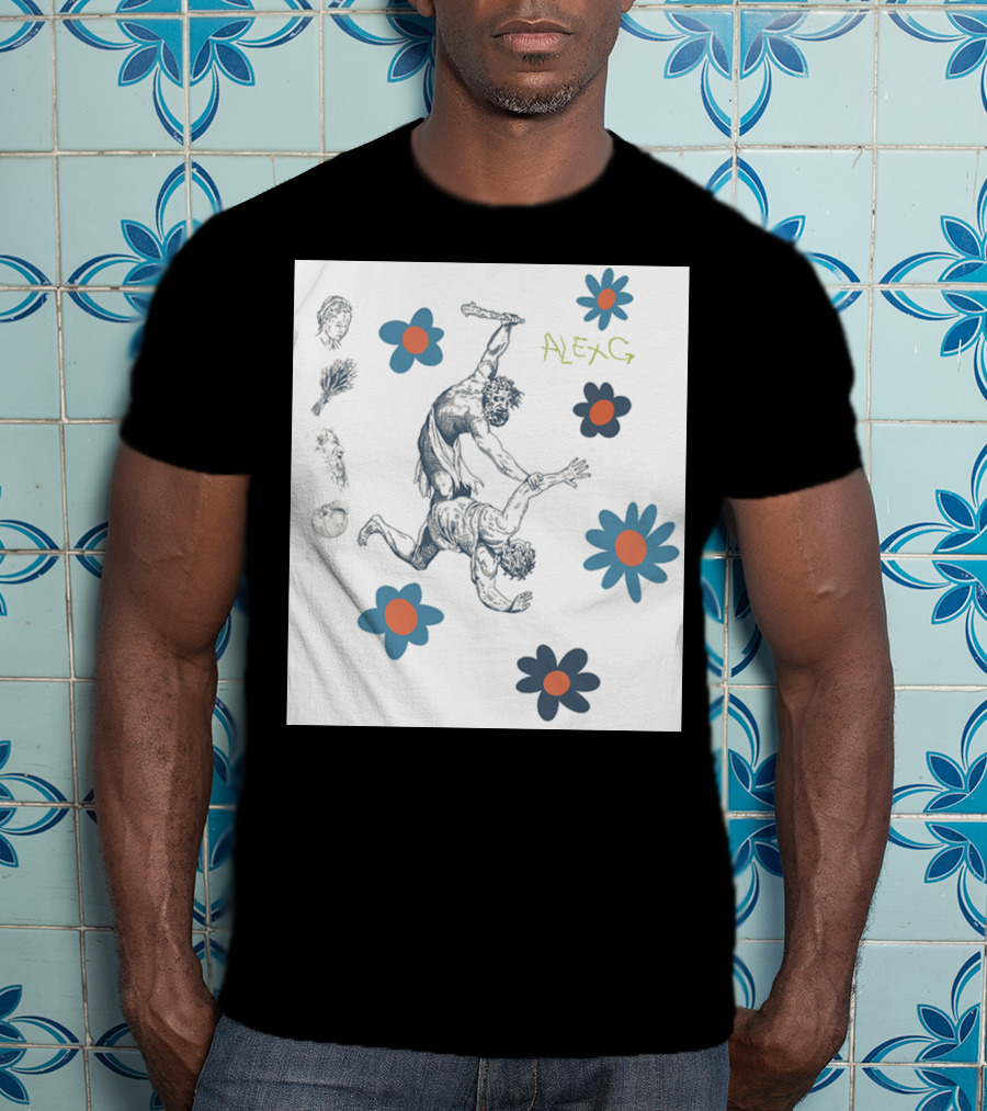Alex G Floral Mythical Battle With Blue And Orange Flowers T-Shirt