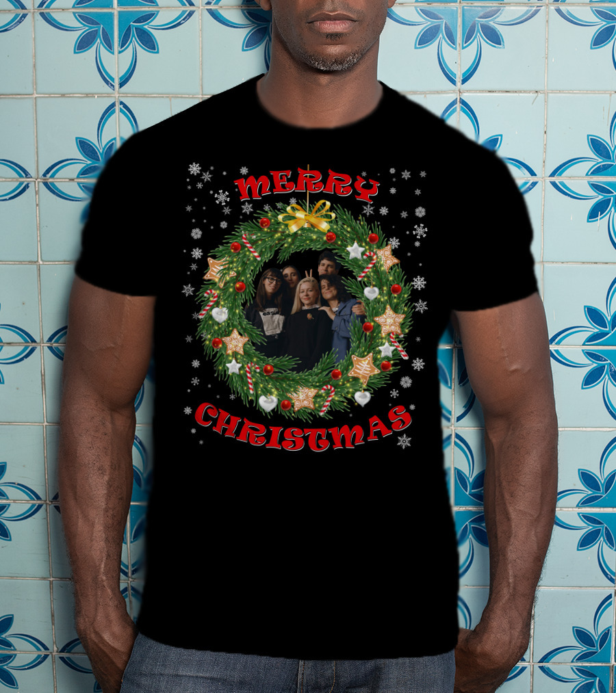 Merry Christmas Alvvays Santa Hat And Christmas Wreath T-Shirt