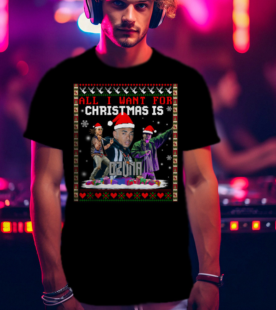 All I Want For Christmas Is Ozuna Santa Hat Snowflakes Presents T-Shirt
