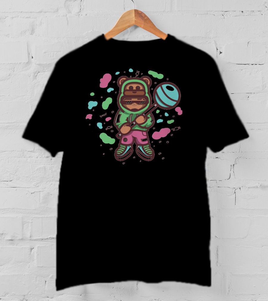 Caramelo Bear Hoodie With Lollipop And Sunglasses T-Shirt