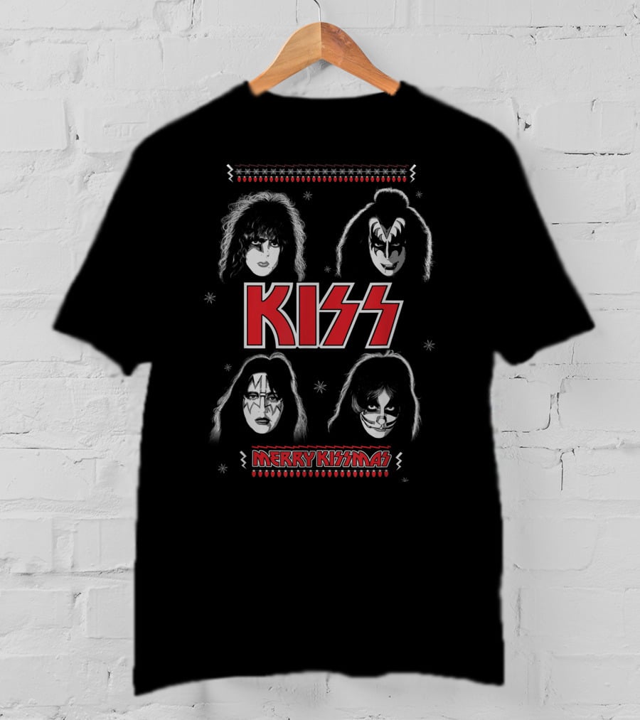 KISS Merry KISSmas Christmas Band Faces T-Shirt