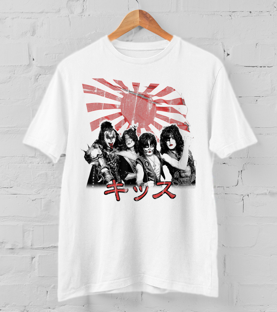 KISS Rising Sun Band Red Sunburst T-Shirt