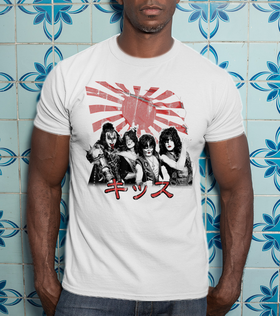 KISS Rising Sun Band Red Sunburst T-Shirt