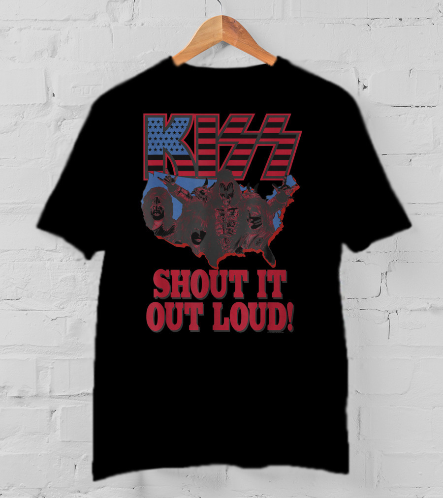 KISS Shout It Out Loud USA Band Members Map T-Shirt