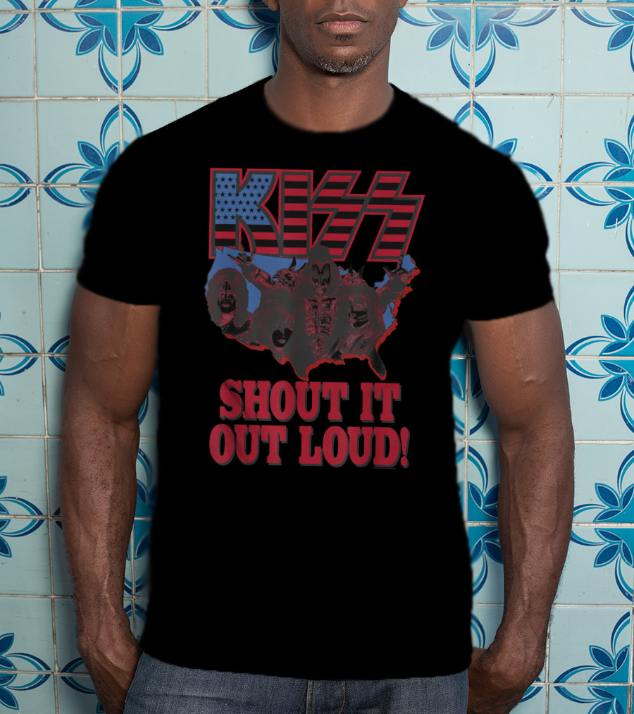 KISS Shout It Out Loud USA Band Members Map T-Shirt