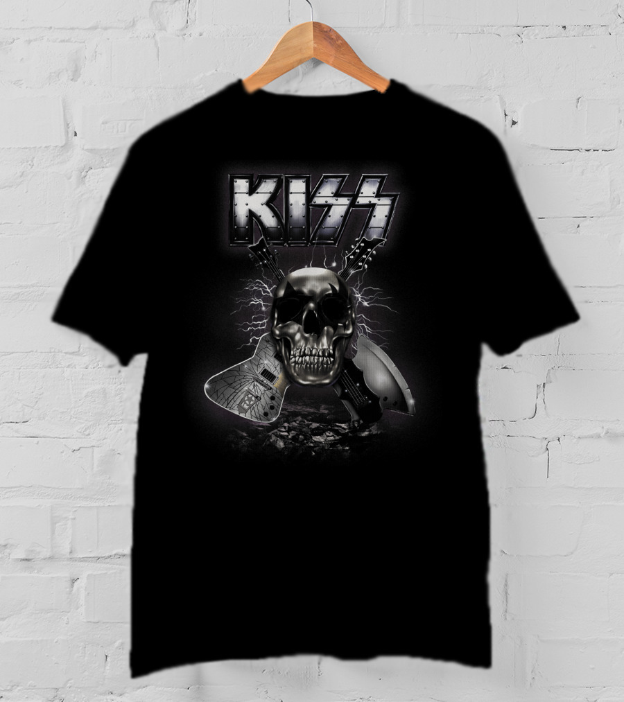 KISS Skull With Guitars And Lightning T-Shirt
