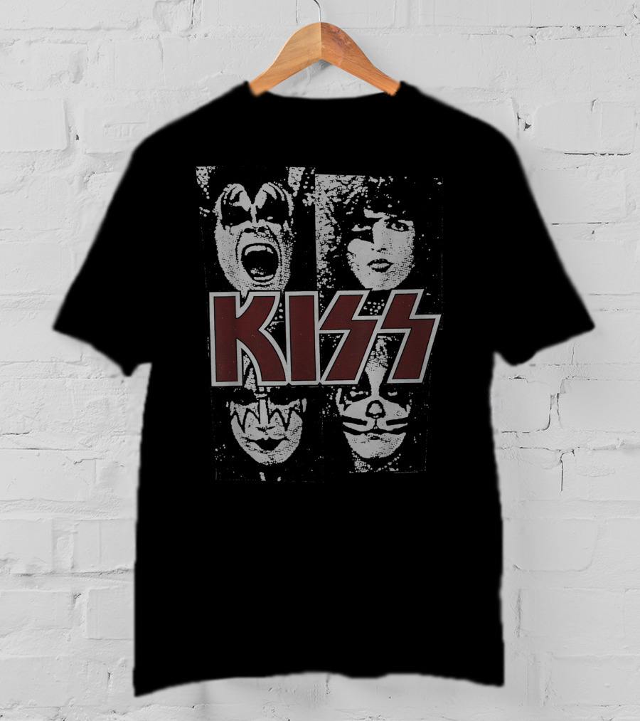 KISS Band Stencil Faces T-Shirt