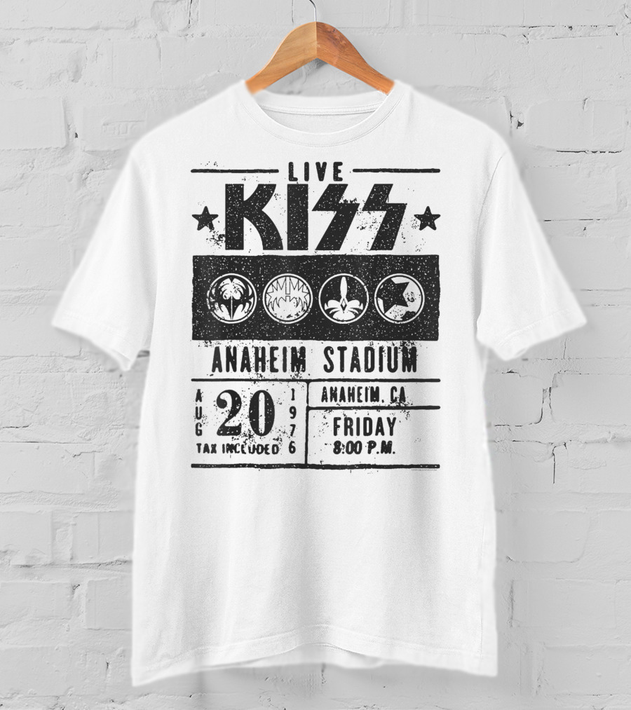 LIVE KISS Anaheim Stadium August 20 1976 Friday 8:00 PM T-Shirt